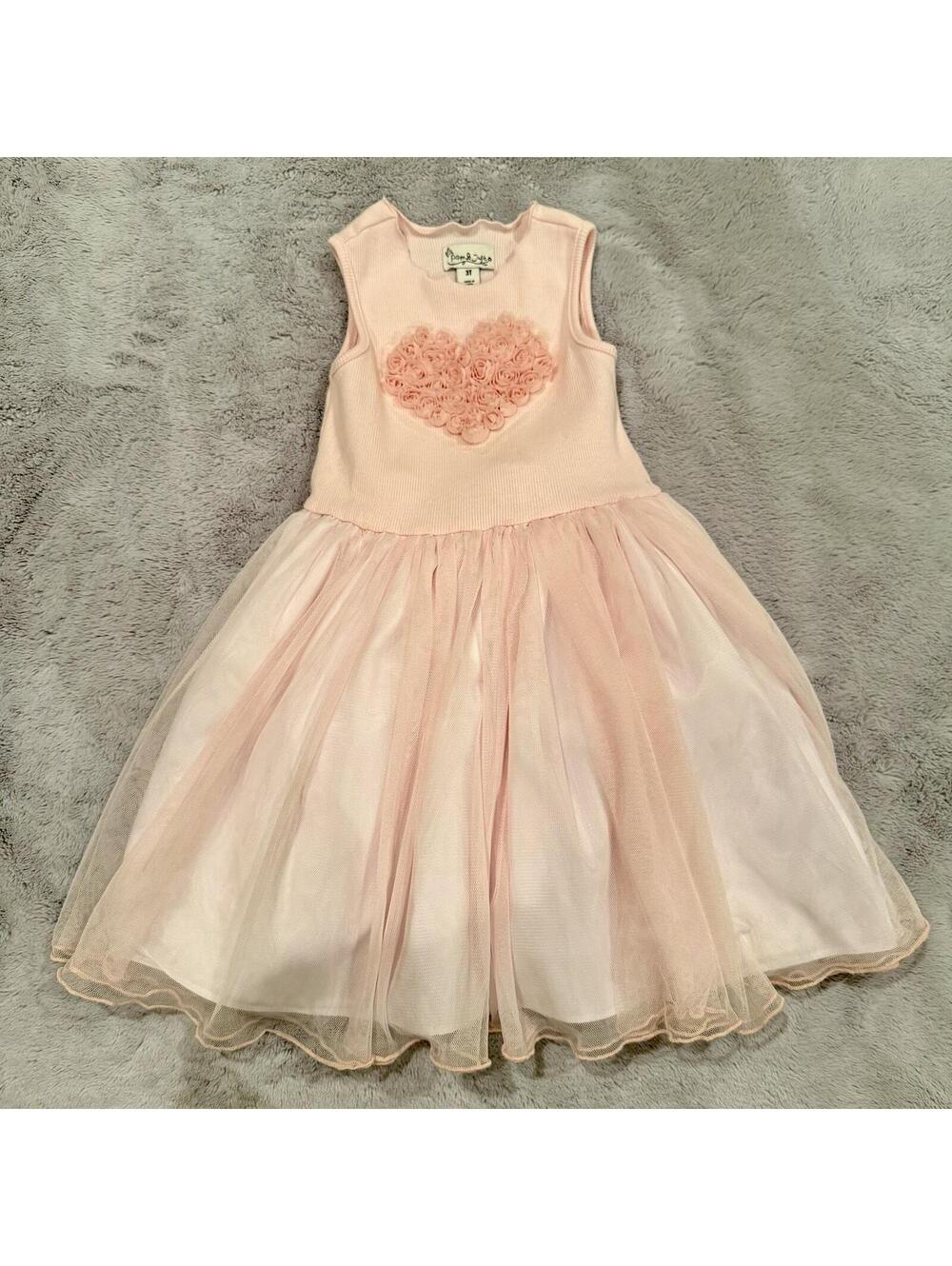 Pippa & Julie Toddler Dress with Floral Heart Detail Size 3T